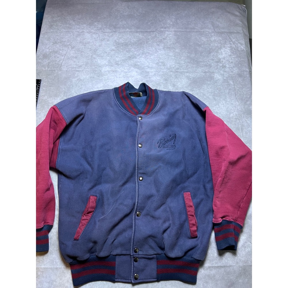 Mt Spokane Knitting Mills Varsity Jacket Mens L Blue Boeing 75th Anniversary 90s